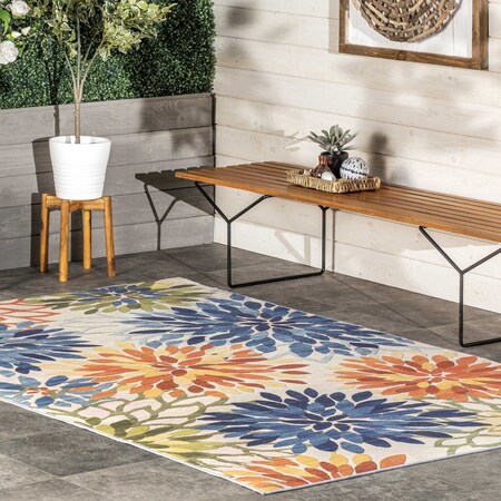 Nuloom Rosana Floral Machine Washable Indoor/Outdoor Area Rug 5ft x 8ft BIFR01A-508